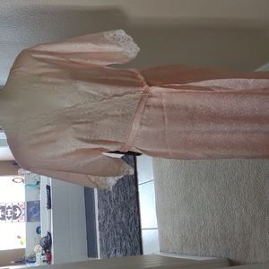 Vintage Christian Dior nightdress and gown set soft pink and white